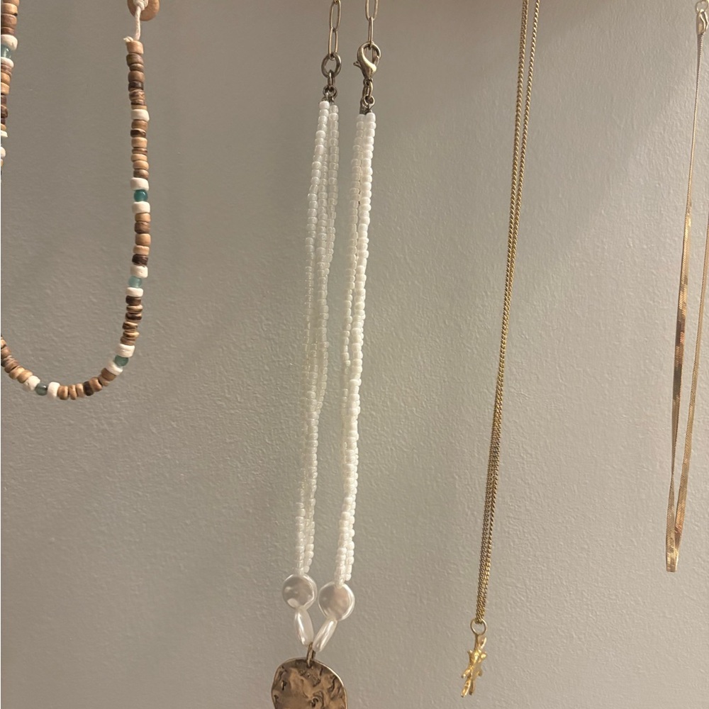 Free People Sailor Necklace - Gold Medallion & Pearls / Beads - Picture 6 of 6